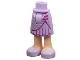 Part No: 109803c00pb03  Name: Mini Doll Hips and Skirt Mid-Length with Molded Light Nougat Legs / Boots and Printed Magenta Ruffles, Metallic Pink Stripes and Lavender Shoes Pattern - Thick Hinge