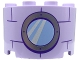 Lot ID: 365219913  Part No: 24593pb16  Name: Cylinder Half 2 x 4 x 2 with 1 x 2 Cutout with Bright Light Blue Round Window with Silver Frame and Dark Purple Bricks Pattern