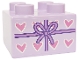 Part No: 3437pb130 Name: Duplo, Brick 2 x 2 with Present / Gift with Medium Lavender Ribbon with Bow and Dark Pink Hearts Pattern Part No: 3437pb130 Name: Duplo, Brick 2 x 2 with Present / Gift with Medium Lavender Ribbon with Bow and Dark Pink Hearts Pattern