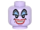 Part No: 3626cpb1554  Name: Minifigure, Head Alien Female, Blue and Gray Eye Shadow, Eyelashes, Cheek Lines, Chin Dimple, Red Lips, Open Mouth Smile Pattern (Ursula) - Hollow Stud