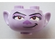 Part No: 65461pb08  Name: Minifigure, Head, Modified Trolls with Black Eyebrows, Eyelashes, Red Eyes, Medium Lavender Eye Shadow and Nose, Smirk Pattern