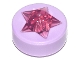 Part No: 72046pb01  Name: Tile, Round 1 x 1 x 2/3 with Molded Trans-Dark Pink Star Pattern