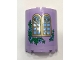 Part No: 87926pb015  Name: Cylinder Half 3 x 6 x 6 with 1 x 2 Cutout with Curved Lattice Window, Bright Light Blue Flowers and Green Leaves Pattern (Sticker) - Set 41154