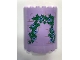 Part No: 87926pb016  Name: Cylinder Half 3 x 6 x 6 with 1 x 2 Cutout with Pearl Gold Brick Wall, Bright Light Blue Flowers and Green Leaves Pattern (Sticker) - Set 41154