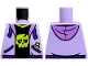Part No: 973pb6158 Name: Torso Hoodie Open with Medium Lavender Hood, Dark Purple Drawstrings and Pockets, Black Shirt with Lime Collar and Skull Pattern Part No: 973pb6158 Name: Torso Hoodie Open with Medium Lavender Hood, Dark Purple Drawstrings and Pockets, Black Shirt with Lime Collar and Skull Pattern
