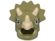 Lot ID: 412226663  Part No: 105225pb01  Name: Minifigure, Headgear Head Cover, Costume Dinosaur Triceratops with Molded Tan Horns, Printed Black and Yellowish Green Eyes with Dark Brown Spots Pattern