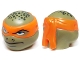 Lot ID: 340551635  Part No: 16640pb01  Name: Minifigure, Head, Modified Ninja Turtle Type 2 with Orange Mask and Dark Green Spots Pattern (Michelangelo)