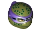 Part No: 16640pb04  Name: Minifigure, Head, Modified Ninja Turtle Type 2 with Dark Purple Mask and Dark Green Spots Pattern (Donatello)