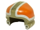 Part No: 21810pb01  Name: Minifigure, Headgear Helmet SW Ground Crew with Orange and White Panels and Silver Circles Pattern