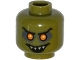 Part No: 3626cpb1240  Name: Minifigure, Head Alien Goblin with Orange Eyes, Black Eyebrows, Dark Bluish Gray Eye Shadow, and Open Mouth Smile with Pointed Teeth Pattern - Hollow Stud