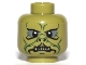 Part No: 3626pb0748  Name: Minifigure, Head Alien SW Klatooinian with Dark Green Facial Lines, Chin Dimple and Wrinkles, Dark Bluish Gray Eye Shadow, Black Nostrils, Neutral with Sharp Lower Teeth Pattern