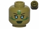Part No: 3626pb1007  Name: Minifigure, Head Alien with Blue Eyes, Green Markings and Dark Green Lips Pattern (SW Jedi Consular)