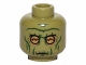 Part No: 3626pb1042  Name: Minifigure, Head Alien with SW Neimoidian Warrior Green Wrinkles Pattern