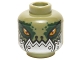 Part No: 3626pb1279  Name: Minifigure, Head Alien Chima Crocodile with Dark Green Rimmed Eyes and Metallic Silver Plates with Rivets Lower Jaw Pattern
