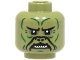 Part No: 3626pb3763  Name: Minifigure, Head Alien with SW Klatooinian Dark Green Facial Lines, Black Nose Contours, Dark Bluish Gray Eye Shadow, Sharp Teeth Pattern