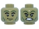 Part No: 3626pb3788  Name: Minifigure, Head Dual Sided Black Bushy Eyebrows, Dark Green Chin Dimple, Cheek Lines, Stubble and Wrinkles, Lopsided Grin / Angry Bared Teeth Pattern