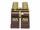 Part No: 970c120pb04  Name: Hips and Dark Brown Legs with Olive Green Knee Pads and Reddish Brown Bag Pattern