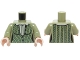 Part No: 973pb2175c01  Name: Torso Female Outline, Green Cabled Cardigan Sweater with Collared Shirt Pattern / Olive Green Arms / Light Nougat Hands