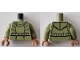 Part No: 973pb5768c01  Name: Torso SW Hoodie Jacket with Dark Green Lines, Black Belt with Gold Buckle Pattern / Olive Green Arms / Medium Nougat Hands