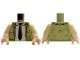 Part No: 973pb6034c01  Name: Torso Knit Vest Open with Lapels and Dark Green Trim, Tan Shirt with Collar, Black Tie Pattern / Tan Arms / Light Nougat Hands