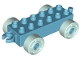Lot ID: 295557106  Part No: 11248c08  Name: Duplo Car Base 2 x 6 with Open Hitch End and Light Aqua Wheels with Fake Bolts
