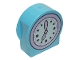 Lot ID: 310562359  Part No: 14222pb019  Name: Duplo, Brick 1 x 2 x 2 Round Top, Cut Away Sides with White Clock Face with Lavender Hands and Bezel Pattern