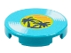 Part No: 14769pb385  Name: Tile, Round 2 x 2 with Bottom Stud Holder with LP Record, Palm Trees on Label Pattern