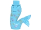 Part No: 16529c00pb08  Name: Mini Doll Hips and Mermaid / Merman Tail Assembly with Molded Satin Trans-Light Blue Caudal Fin and Printed Gold and Metallic Pink Scales Pattern