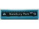 Part No: 2431pb0713 Name: Tile 1 x 4 with Light Aqua 'Newbury Park' and Metallic Light Blue Rivets on Black Rectangle with Triangles Border Pattern (Sticker) - Set 70427 Part No: 2431pb0713 Name: Tile 1 x 4 with Light Aqua 'Newbury Park' and Metallic Light Blue Rivets on Black Rectangle with Triangles Border Pattern (Sticker) - Set 70427