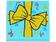 Part No: 3068pb2602  Name: Tile 2 x 2 with Present / Gift with Ribbon with Bow and Red, Bright Light Orange and Dark Azure Scrolls Pattern (BAM)