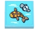 Part No: 3068pb2644  Name: Tile 2 x 2 with Fish, Rocks and Coin with Number 1 Pattern (Sticker) - Set 42670