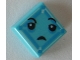 Part No: 3070pb113  Name: Tile 1 x 1 with Black Eyes, Small Frown, Light Aqua and Dark Azure Square Pattern (Kryptomite Face)