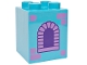 Part No: 31110pb201  Name: Duplo, Brick 2 x 2 x 2 with Dark Purple and Medium Lavender Arched Window and Bricks Pattern