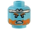 Part No: 3626pb3210  Name: Minifigure, Head Orange Eyebrows and Beard, Silver Headband, and Bared Teeth Pattern