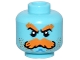 Part No: 3626pb3503  Name: Minifigure, Head Orange and Black Bushy Eyebrows, Moustache and Stubble, Blue Chin Dimple Pattern
