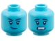 Part No: 3626pb3956  Name: Minifigure, Head Dual Sided Female, Black Eyebrows, Dark Azure Lips, Lopsided Grin / Scared Open Mouth with Teeth Pattern