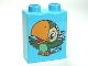 Part No: 4066pb444  Name: Duplo, Brick 1 x 2 x 2 with Bird Skully the Parrot Pattern