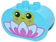Part No: 4198pb73  Name: Duplo, Brick 2 x 4 x 2 Rounded Ends with Dark Pink and White Lotus Flower and Lime Frog with Cheek Spots and Black Eyes Pattern