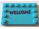 Part No: 6180pb112  Name: Tile, Modified 4 x 6 with Studs on Edges with Dark Purple 'WELCOME' Pattern (Sticker) - Set 71016