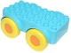 Part No: 6519c01  Name: Duplo Car Base Raised 4 x 8 with Fixed Orange Wheels and Smooth Yellow Tires
