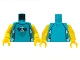 Part No: 973pb4282c01  Name: Torso White Jellyfish with Dark Turquoise Tentacles, Black Sunglasses Pattern / Yellow Arms / Yellow Hands