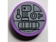 Part No: 14769pb0269  Name: Tile, Round 2 x 2 with Bottom Stud Holder with Black SW Mechanical Parts on Light Bluish Gray Background Pattern (Sticker) - Set 75105