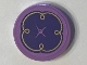 Part No: 14769pb114  Name: Tile, Round 2 x 2 with Bottom Stud Holder with Purple Cushion with Button and Gold Swirls on Medium Lavender Background Pattern (Sticker) - Set 41101