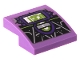 Part No: 15068pb684  Name: Slope, Curved 2 x 2 x 2/3 with Lime Tube, Dark Purple and Silver Supports on Black Background with Silver Spider Web Pattern (Sticker) - Set 80022