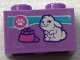 Part No: 3004pb170  Name: Brick 1 x 2 with Paw Print, Rabbit and Food Bowl Pattern (Sticker) - Set 41345