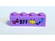 Part No: 3010pb243  Name: Brick 1 x 4 with Magenta Bow, Dark Blue 'BFF', Yellow Cat Face and Paint Brush Pattern (Sticker) - Set 41346