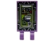 Part No: 30350bpb176  Name: Tile, Modified 2 x 3 with 2 Open O Clips with Screen with Lofi Girl Livestream, 'L3', and 'HW' in Windows and Silver Circuitry on Black Background Pattern (Sticker) - Set 80022