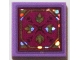 Part No: 3068pb2047  Name: Tile 2 x 2 with Cushion, Button and Holographic Arendelle Crest Flowers on Magenta Background Pattern (Sticker) - Set 41167