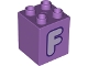 Lot ID: 395193302  Part No: 31110pb149  Name: Duplo, Brick 2 x 2 x 2 with Lavender Capital Letter F with Dark Purple Outline Pattern