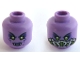 Part No: 3626cpb2816  Name: Minifigure, Head Dual Sided Female, Lime Eyes and Dark Purple Lips with Fangs / Silver and Lime Breathing Apparatus Pattern - Hollow Stud